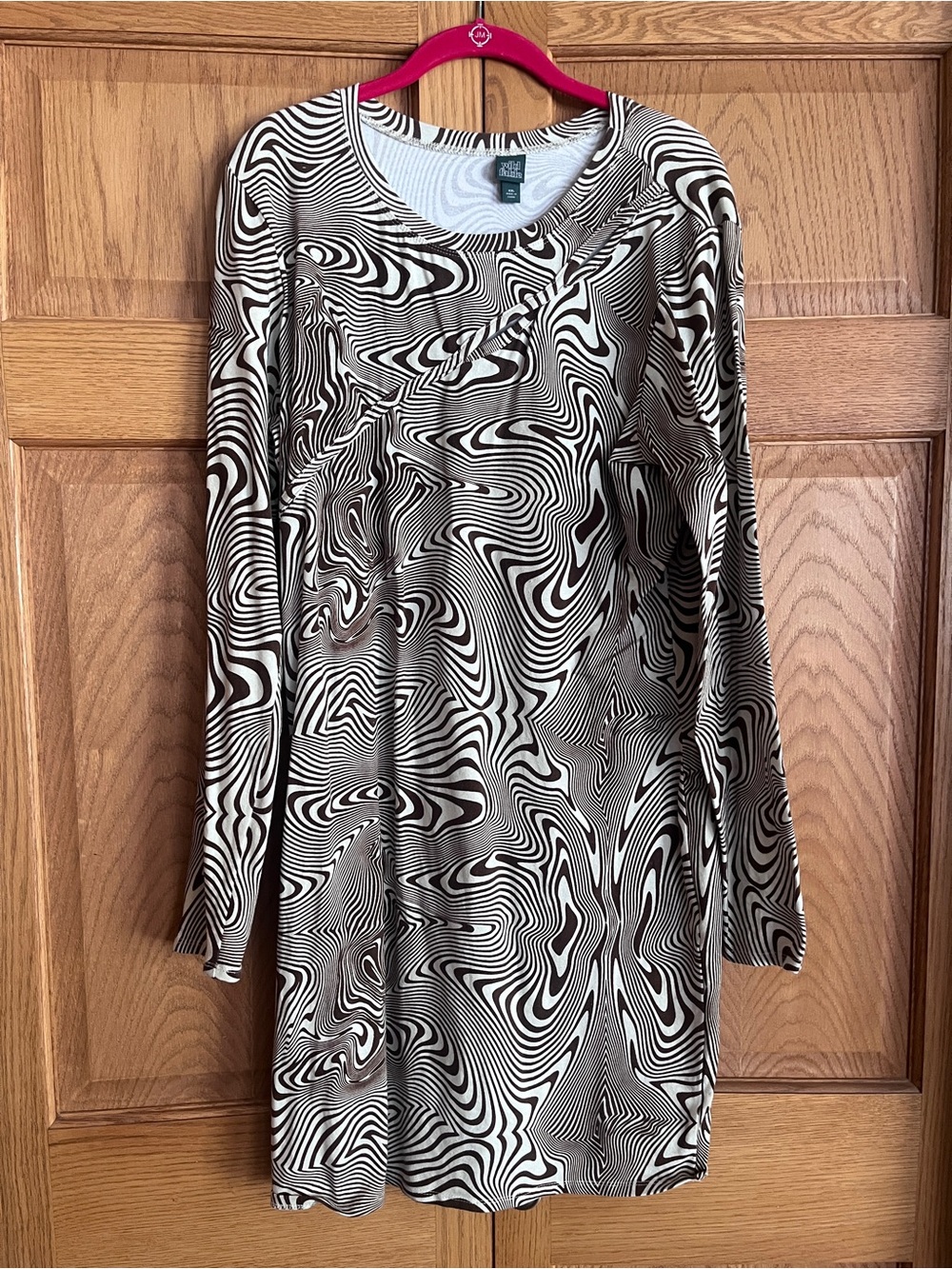 wild fable Brown &‎ White Swirl Print Long Sleeve Dress